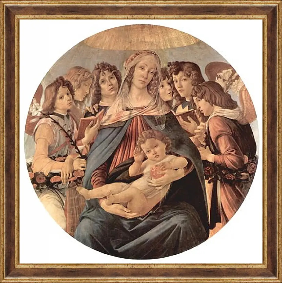 Картина в раме - Madonna with six angels. Сандро Боттичелли