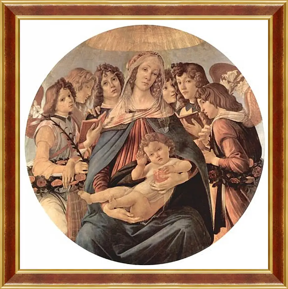 Картина в раме - Madonna with six angels. Сандро Боттичелли