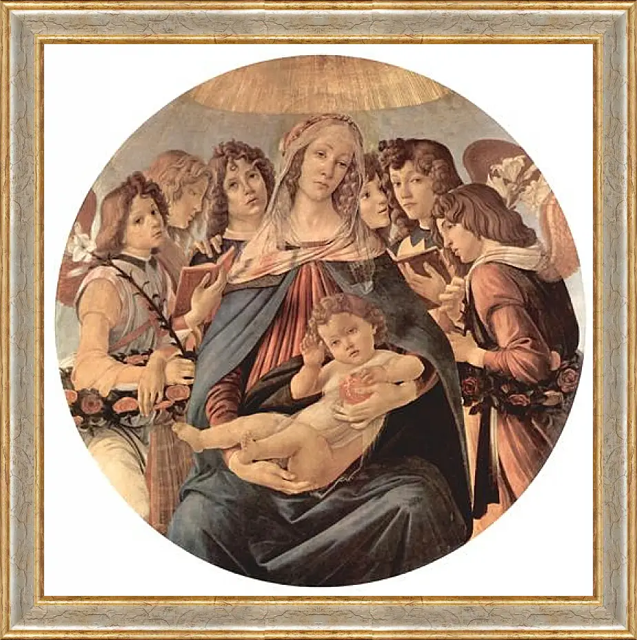 Картина в раме - Madonna with six angels. Сандро Боттичелли