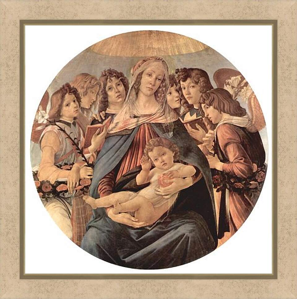Картина в раме - Madonna with six angels. Сандро Боттичелли