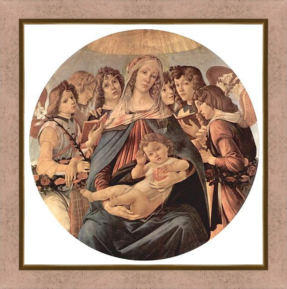 Картина в раме - Madonna with six angels. Сандро Боттичелли