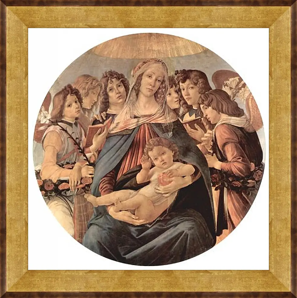 Картина в раме - Madonna with six angels. Сандро Боттичелли