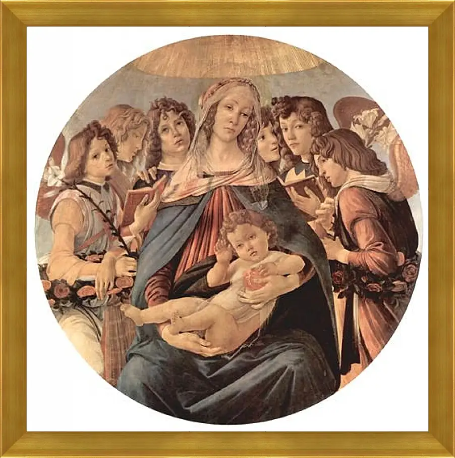 Картина в раме - Madonna with six angels. Сандро Боттичелли