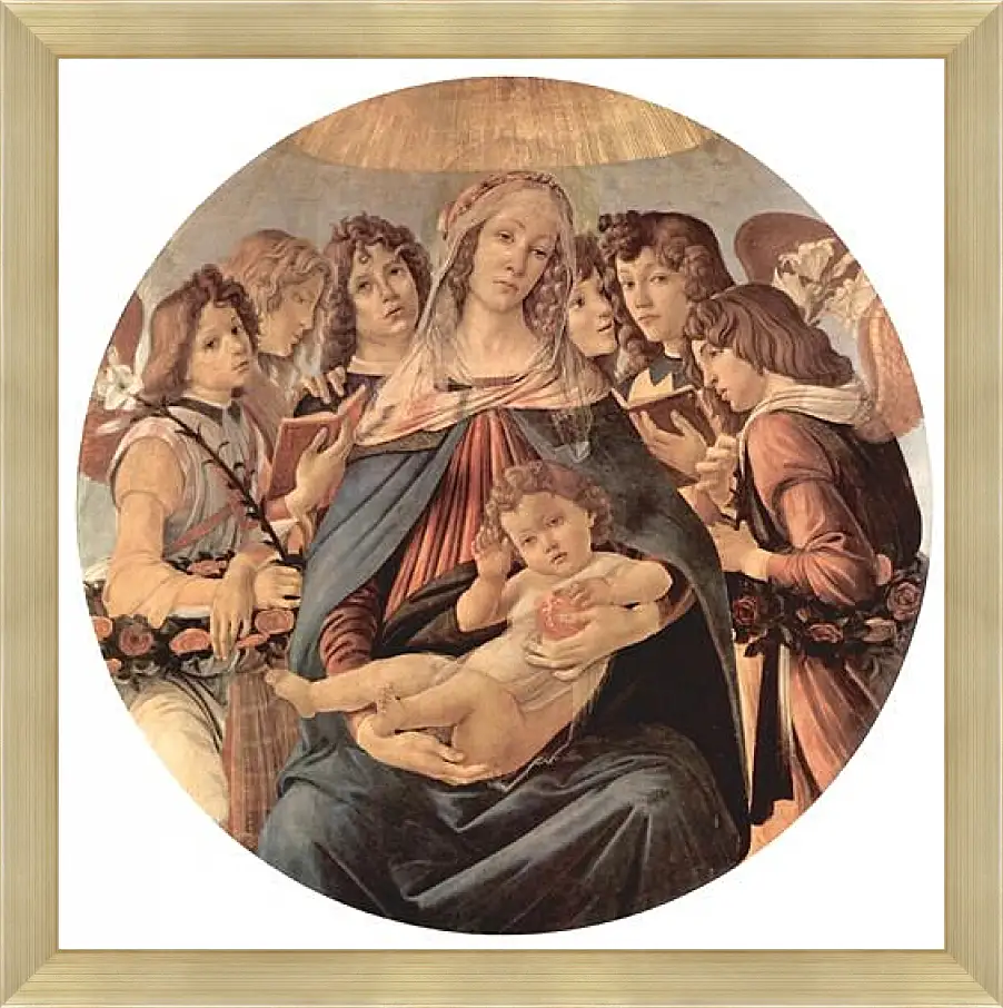 Картина в раме - Madonna with six angels. Сандро Боттичелли