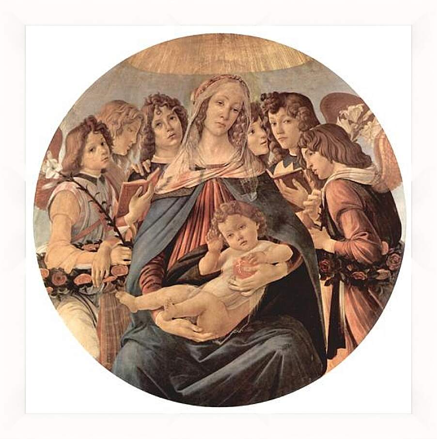 Картина в раме - Madonna with six angels. Сандро Боттичелли