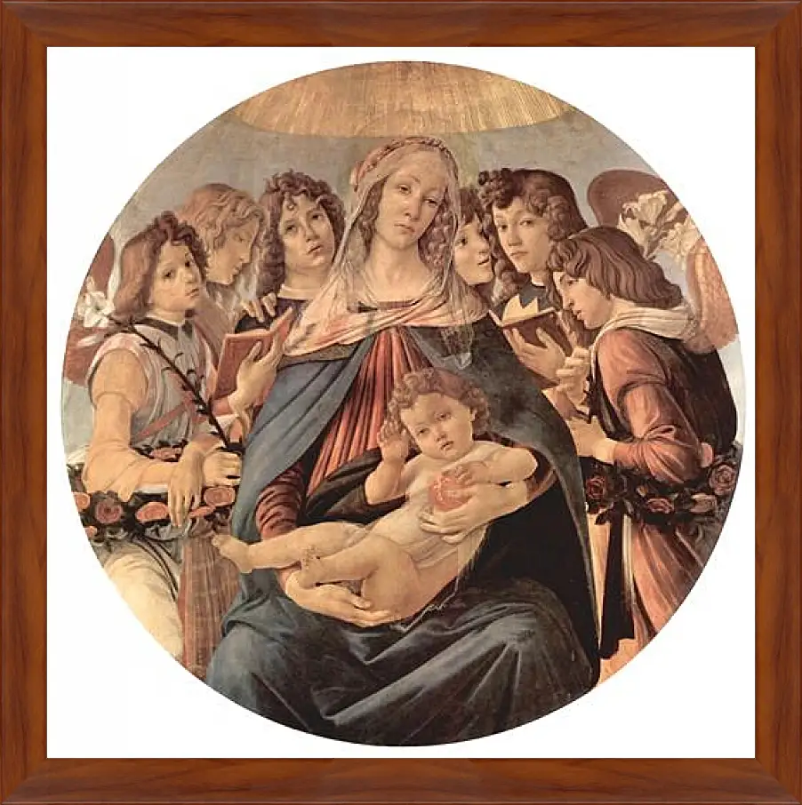 Картина в раме - Madonna with six angels. Сандро Боттичелли