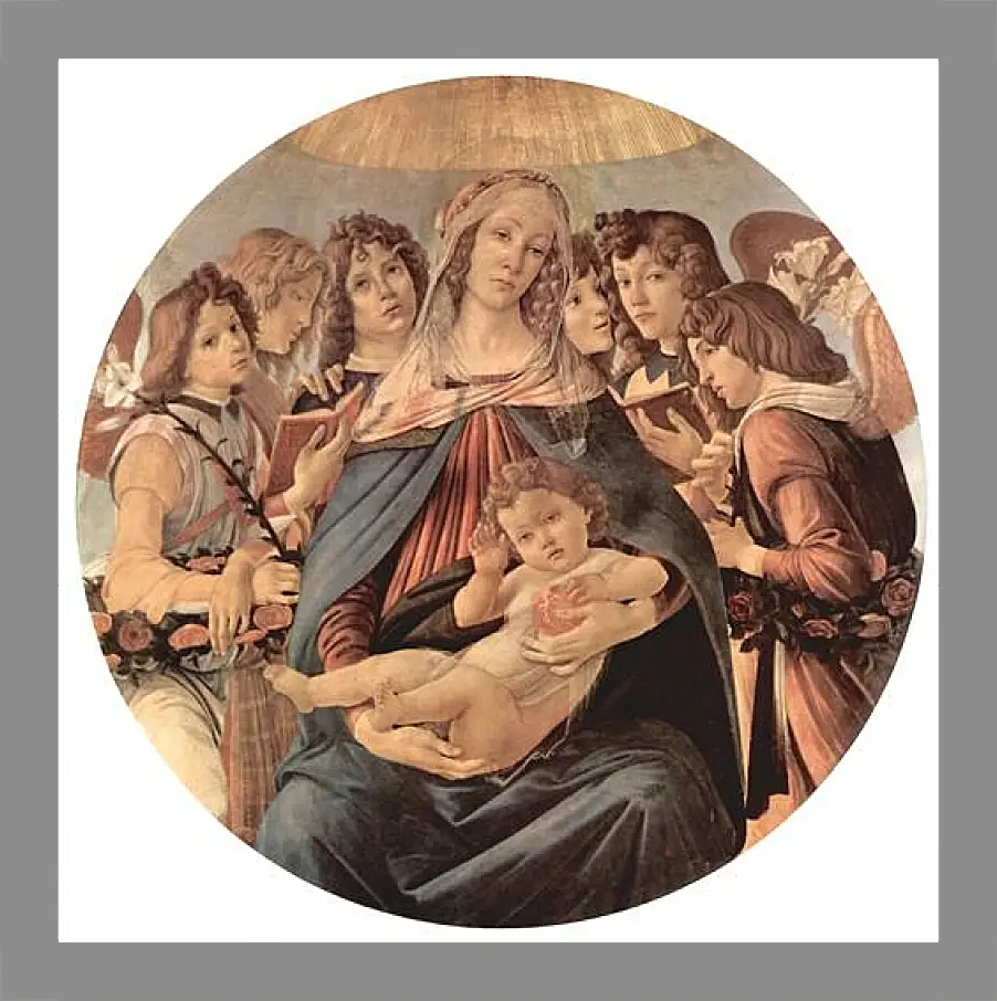 Картина в раме - Madonna with six angels. Сандро Боттичелли