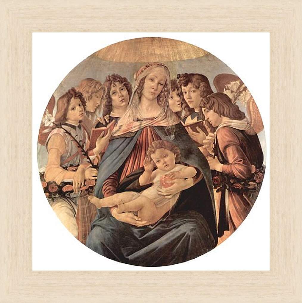 Картина в раме - Madonna with six angels. Сандро Боттичелли