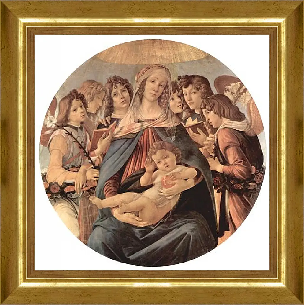 Картина в раме - Madonna with six angels. Сандро Боттичелли