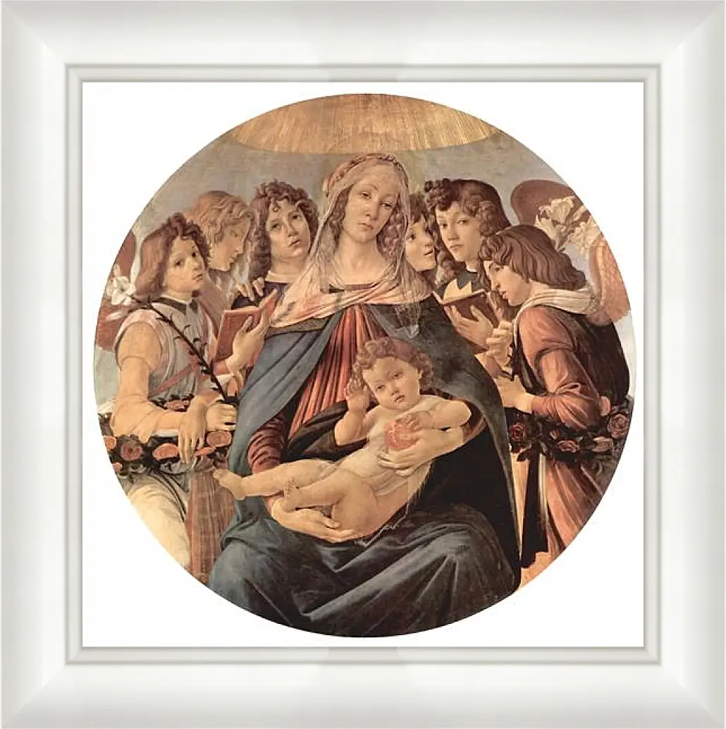 Картина в раме - Madonna with six angels. Сандро Боттичелли