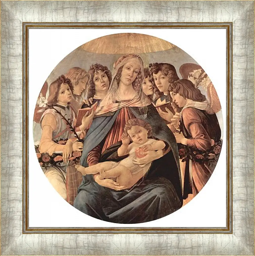 Картина в раме - Madonna with six angels. Сандро Боттичелли