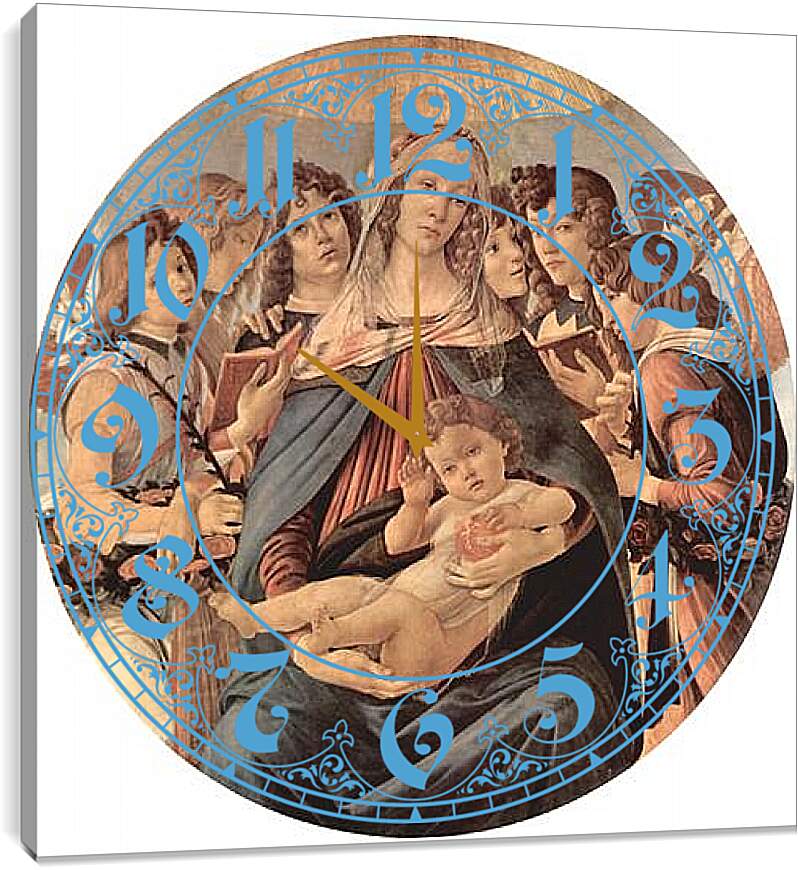 Часы картина - Madonna with six angels. Сандро Боттичелли