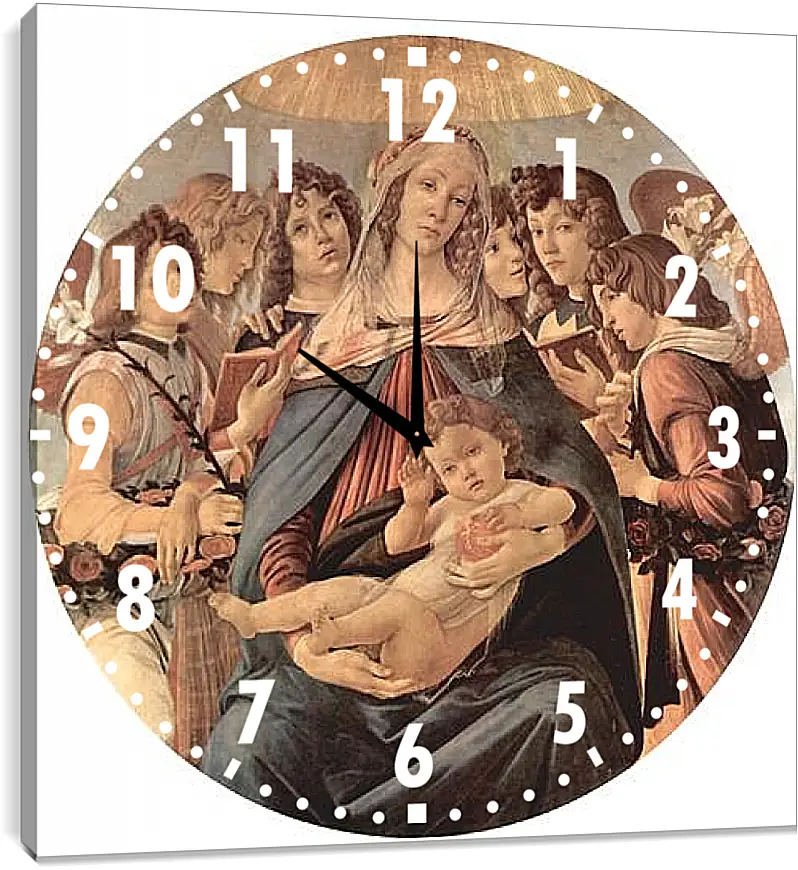 Часы картина - Madonna with six angels. Сандро Боттичелли