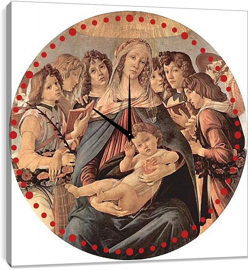 Часы картина - Madonna with six angels. Сандро Боттичелли