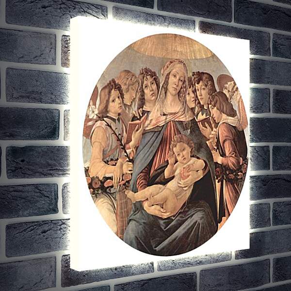 Лайтбокс световая панель - Madonna with six angels. Сандро Боттичелли