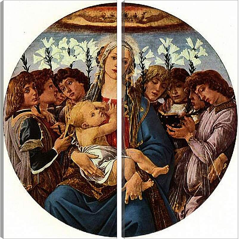 Модульная картина - Madonna with eight singing angels. Сандро Боттичелли