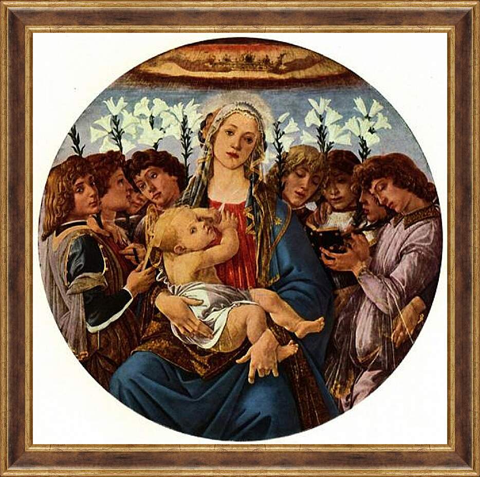 Картина в раме - Madonna with eight singing angels. Сандро Боттичелли