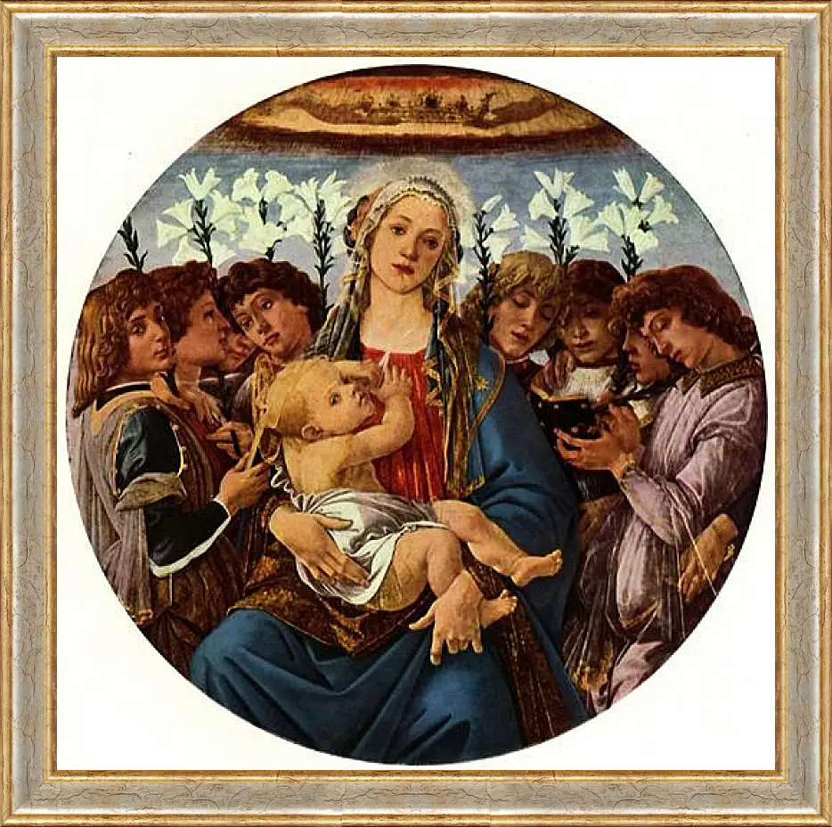 Картина в раме - Madonna with eight singing angels. Сандро Боттичелли