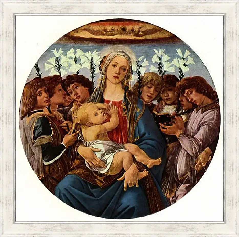 Картина в раме - Madonna with eight singing angels. Сандро Боттичелли