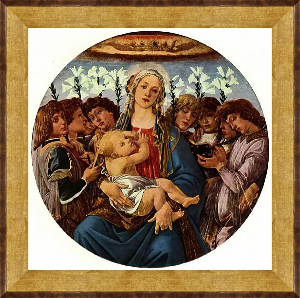 Картина в раме - Madonna with eight singing angels. Сандро Боттичелли