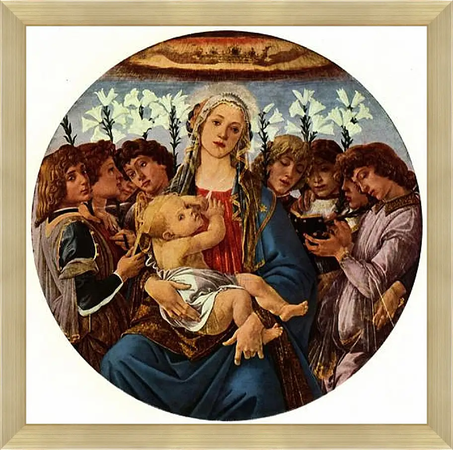 Картина в раме - Madonna with eight singing angels. Сандро Боттичелли