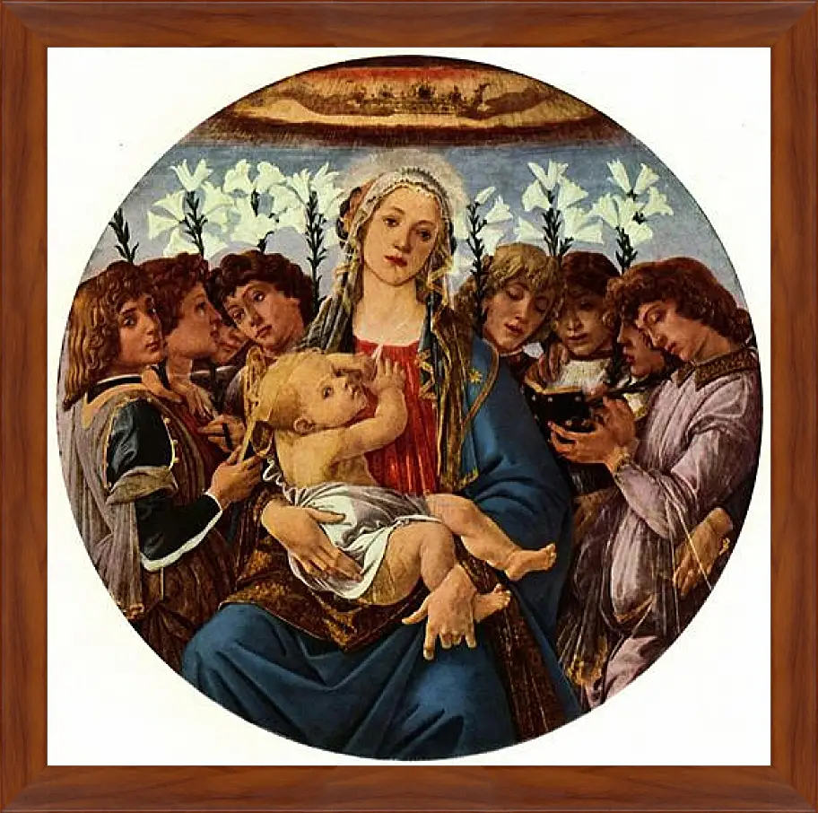 Картина в раме - Madonna with eight singing angels. Сандро Боттичелли