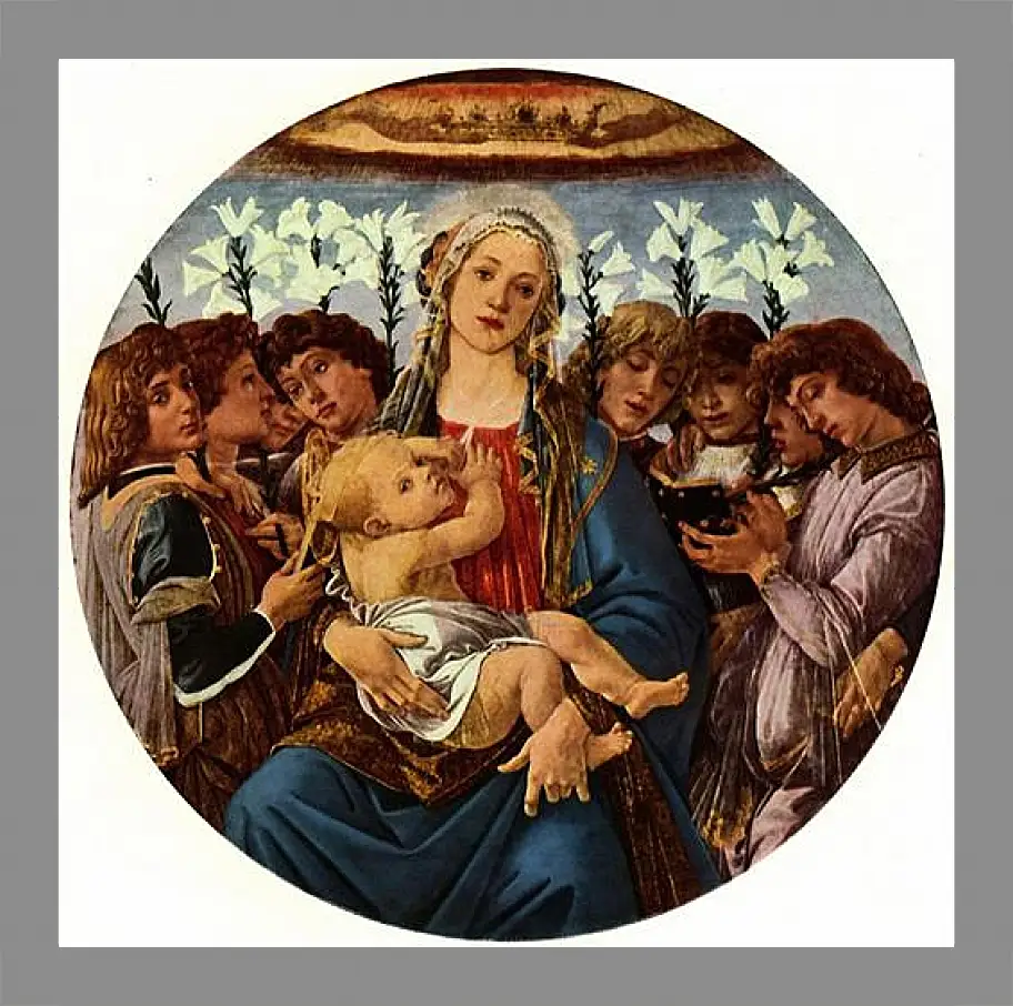 Картина в раме - Madonna with eight singing angels. Сандро Боттичелли