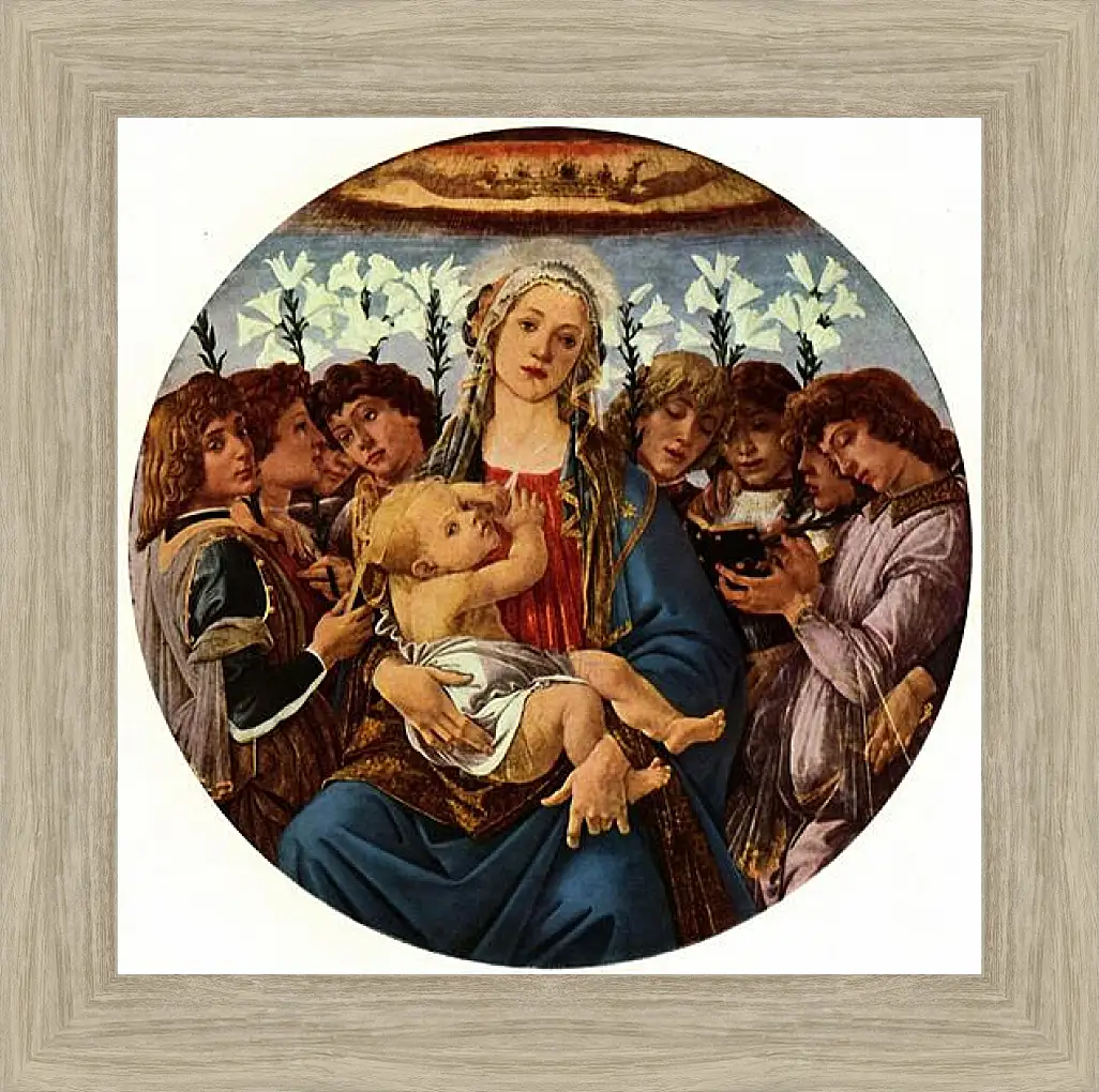 Картина в раме - Madonna with eight singing angels. Сандро Боттичелли