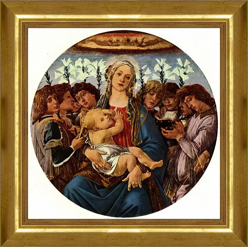 Картина в раме - Madonna with eight singing angels. Сандро Боттичелли