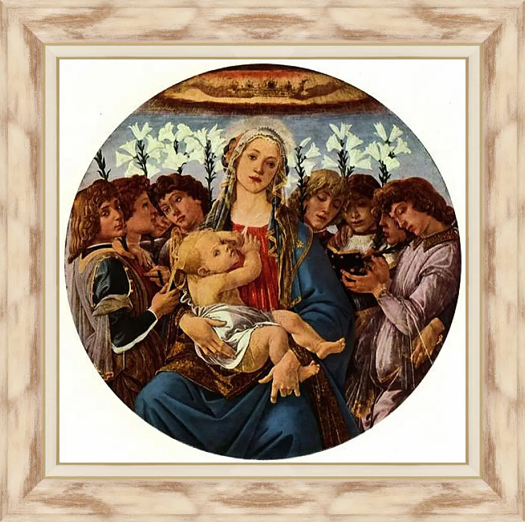 Картина в раме - Madonna with eight singing angels. Сандро Боттичелли