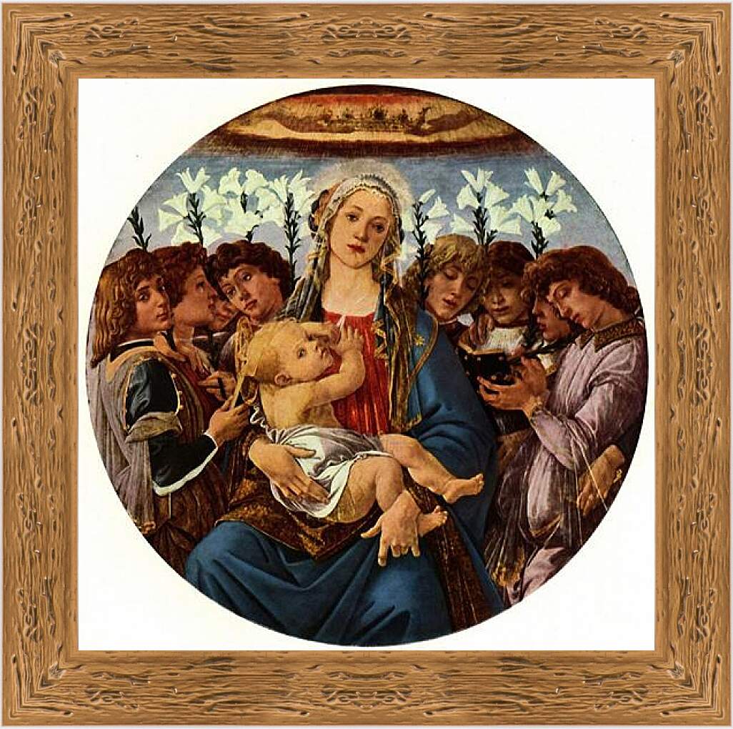 Картина в раме - Madonna with eight singing angels. Сандро Боттичелли