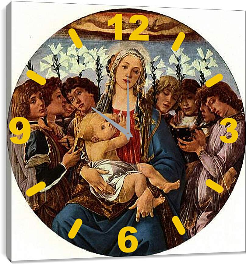Часы картина - Madonna with eight singing angels. Сандро Боттичелли