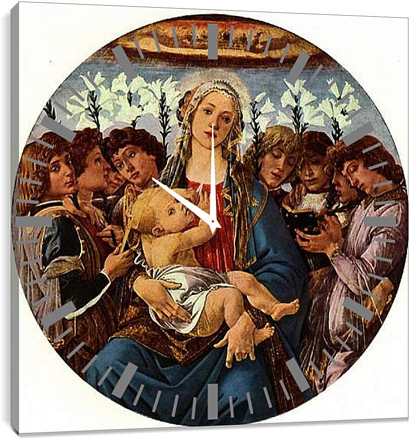 Часы картина - Madonna with eight singing angels. Сандро Боттичелли