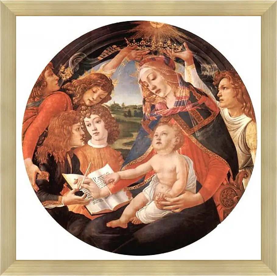 Картина в раме - Madonna with Christ Child and Angels. Сандро Боттичелли