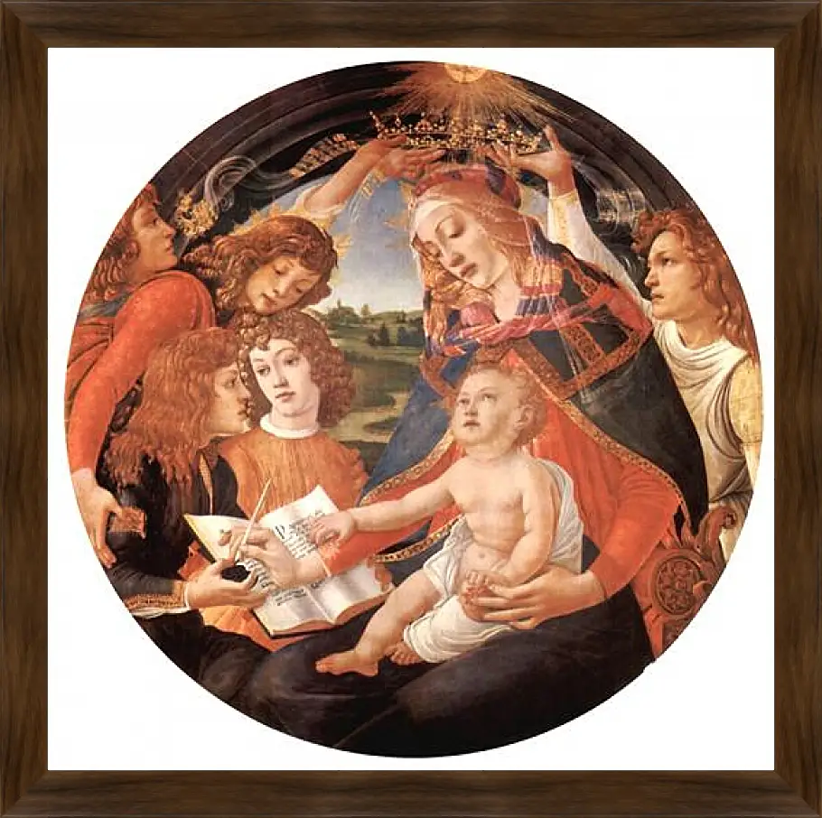 Картина в раме - Madonna with Christ Child and Angels. Сандро Боттичелли