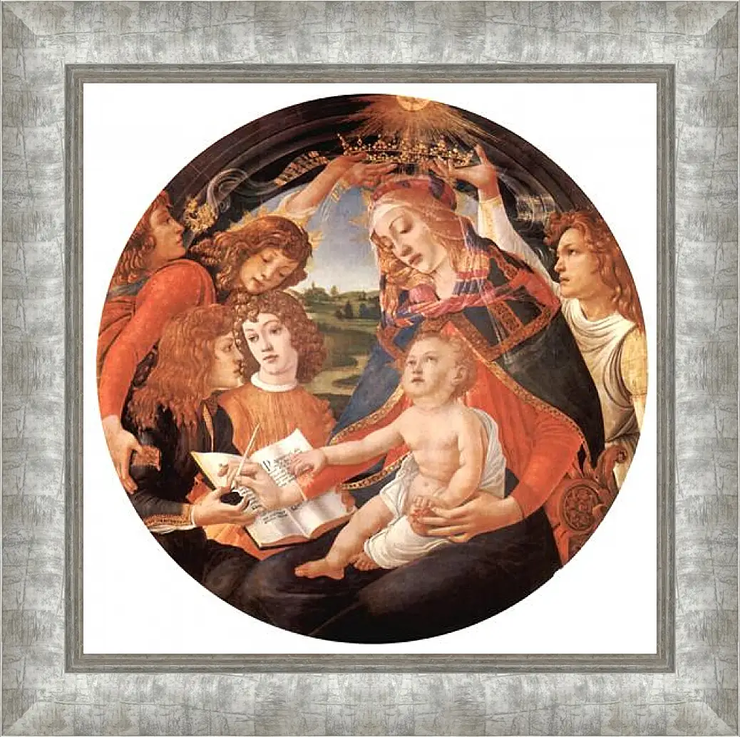 Картина в раме - Madonna with Christ Child and Angels. Сандро Боттичелли