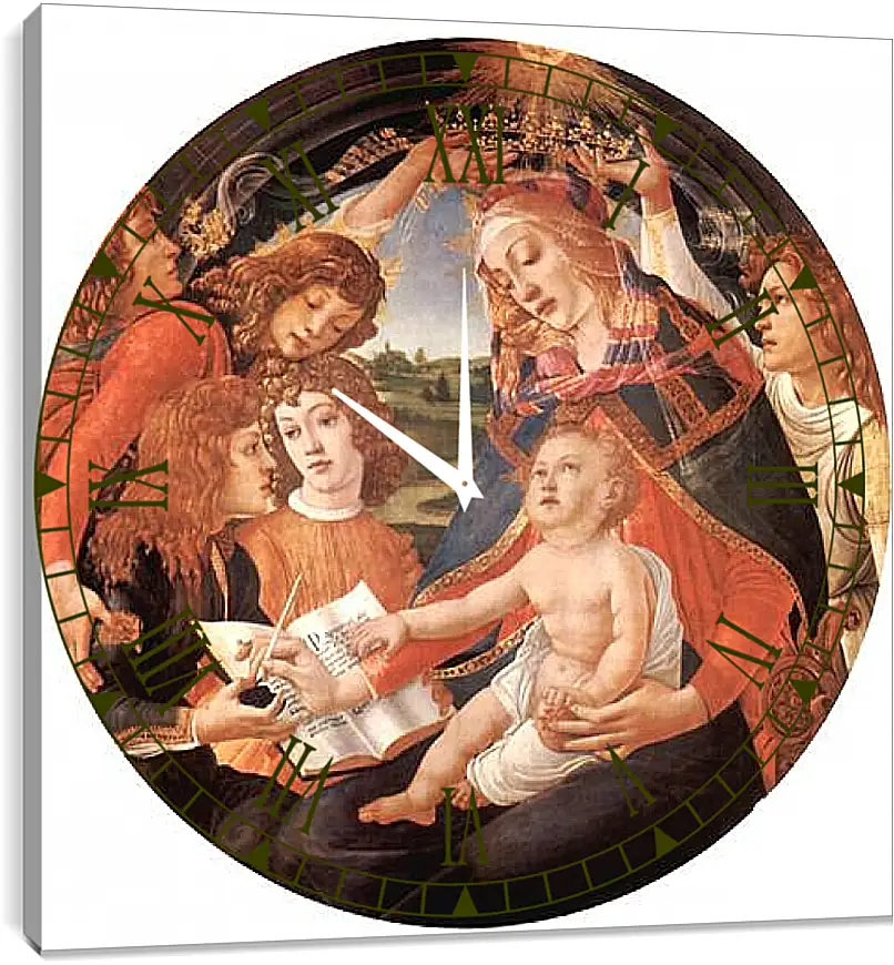 Часы картина - Madonna with Christ Child and Angels. Сандро Боттичелли