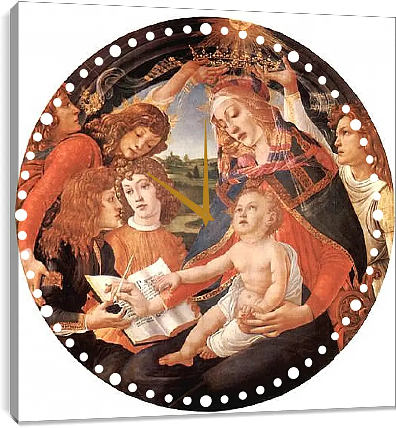 Часы картина - Madonna with Christ Child and Angels. Сандро Боттичелли