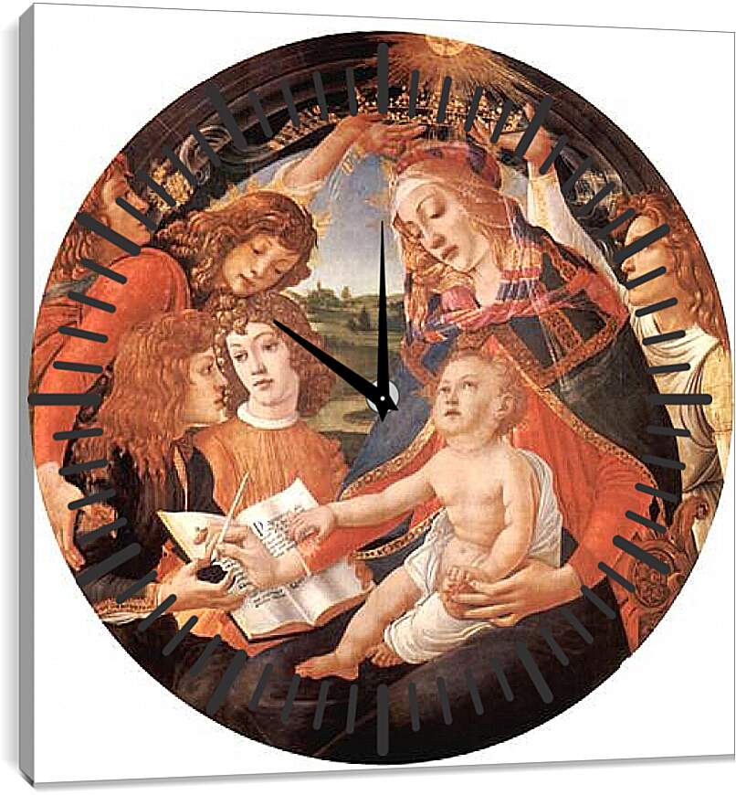 Часы картина - Madonna with Christ Child and Angels. Сандро Боттичелли