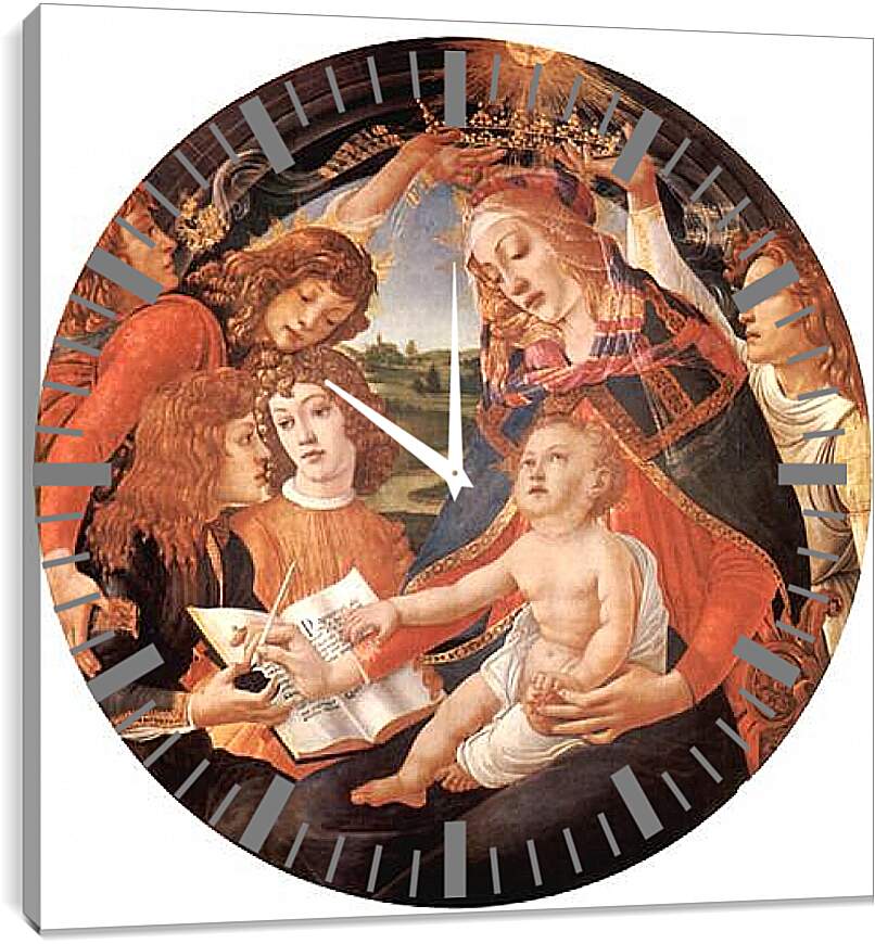 Часы картина - Madonna with Christ Child and Angels. Сандро Боттичелли