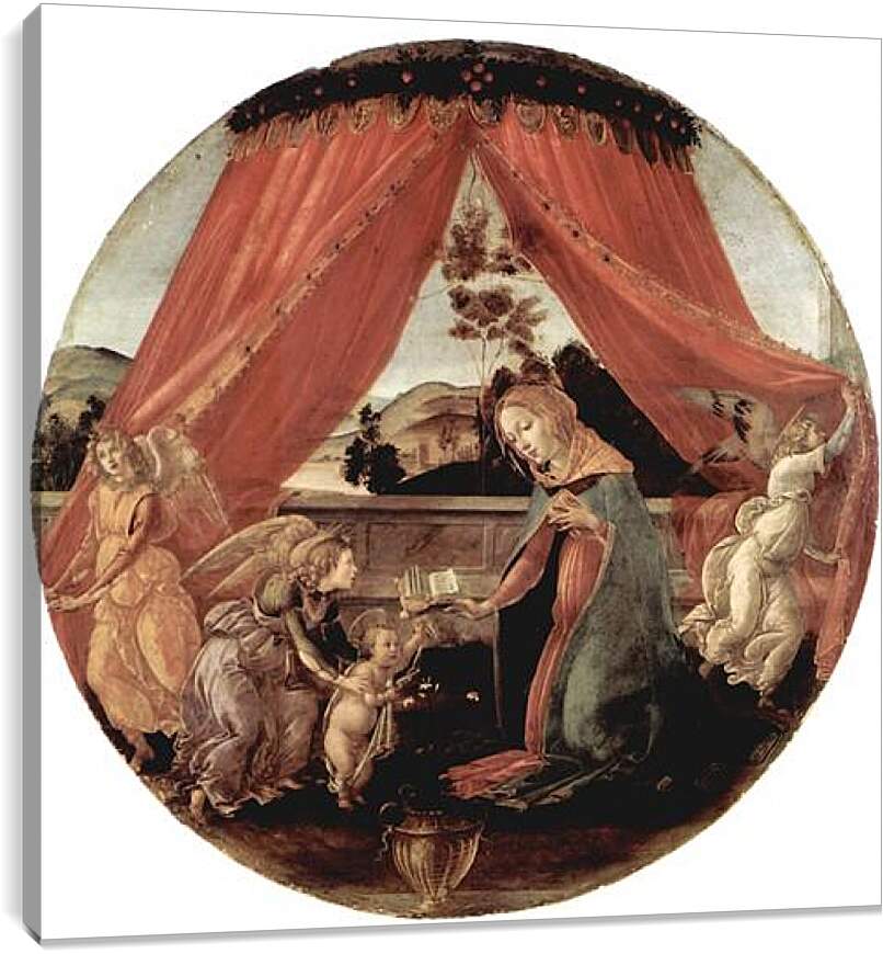 Постер и плакат - Madonna with Christ child and 3 angels. Сандро Боттичелли