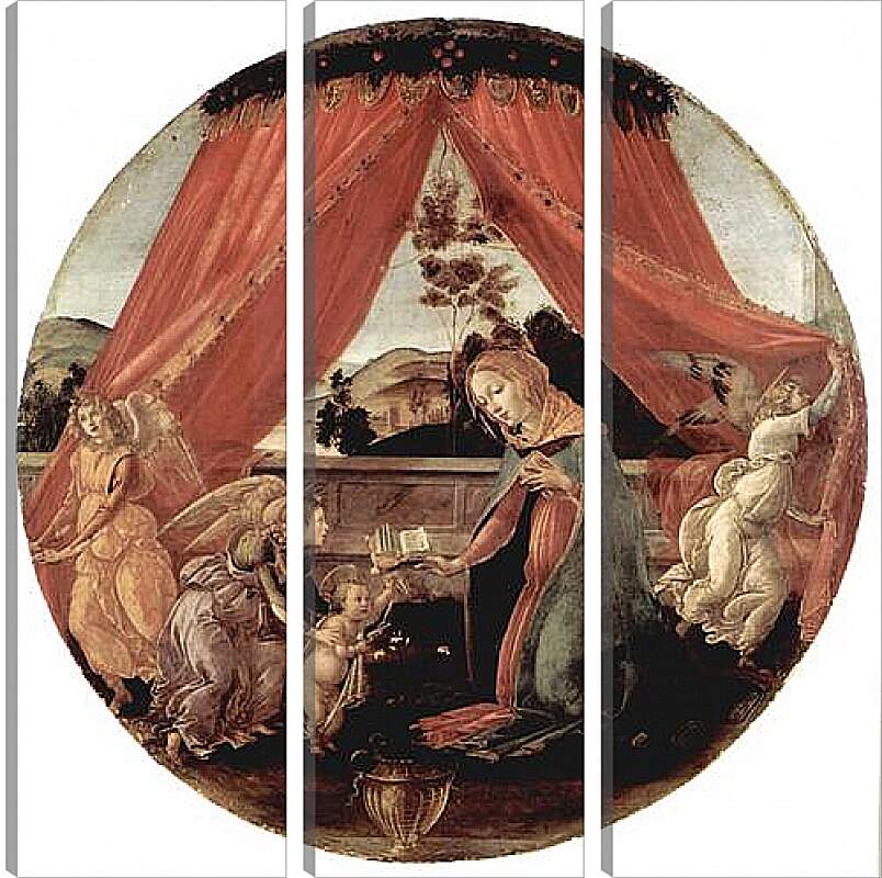 Модульная картина - Madonna with Christ child and 3 angels. Сандро Боттичелли