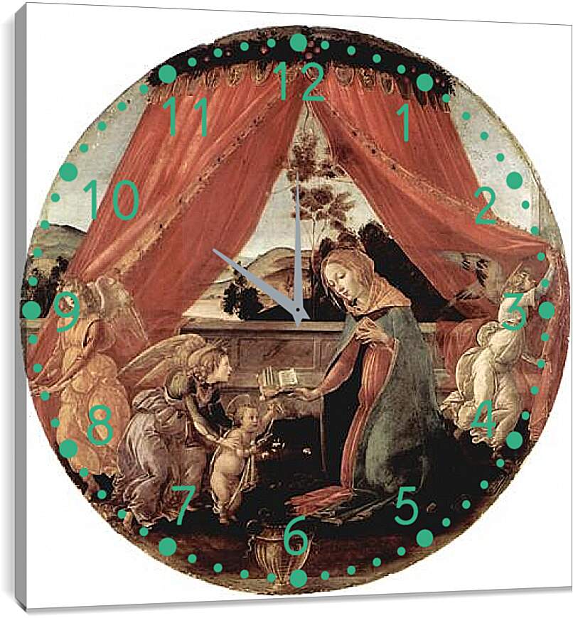 Часы картина - Madonna with Christ child and 3 angels. Сандро Боттичелли