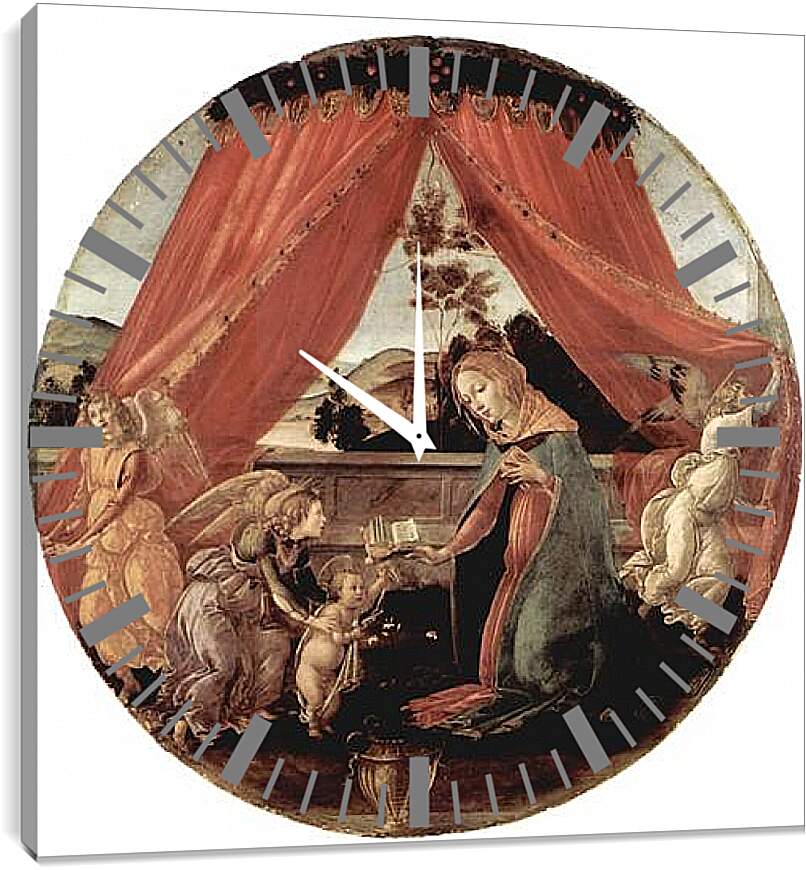 Часы картина - Madonna with Christ child and 3 angels. Сандро Боттичелли