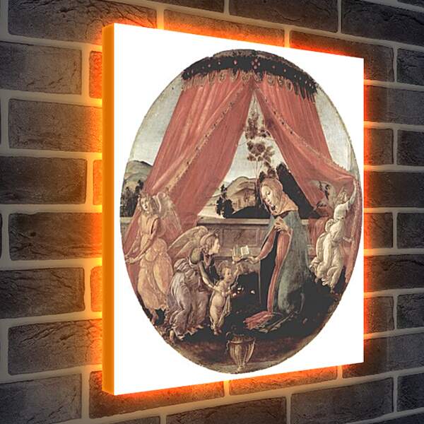 Лайтбокс световая панель - Madonna with Christ child and 3 angels. Сандро Боттичелли