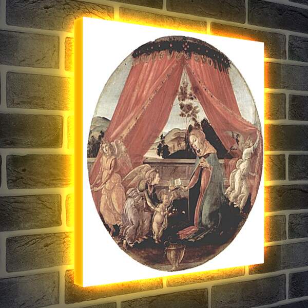 Лайтбокс световая панель - Madonna with Christ child and 3 angels. Сандро Боттичелли