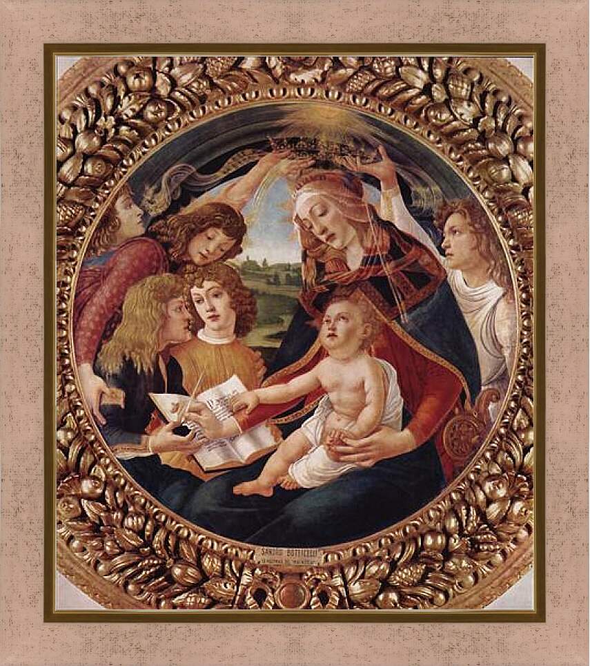 Картина в раме - Madonna with Christ Child. Сандро Боттичелли