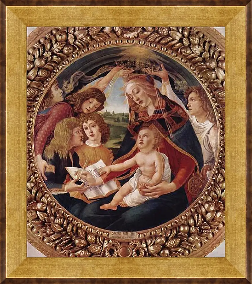 Картина в раме - Madonna with Christ Child. Сандро Боттичелли