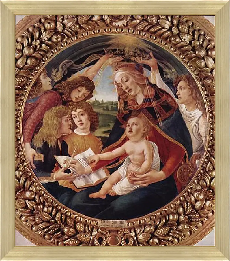 Картина в раме - Madonna with Christ Child. Сандро Боттичелли