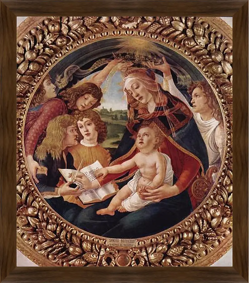 Картина в раме - Madonna with Christ Child. Сандро Боттичелли